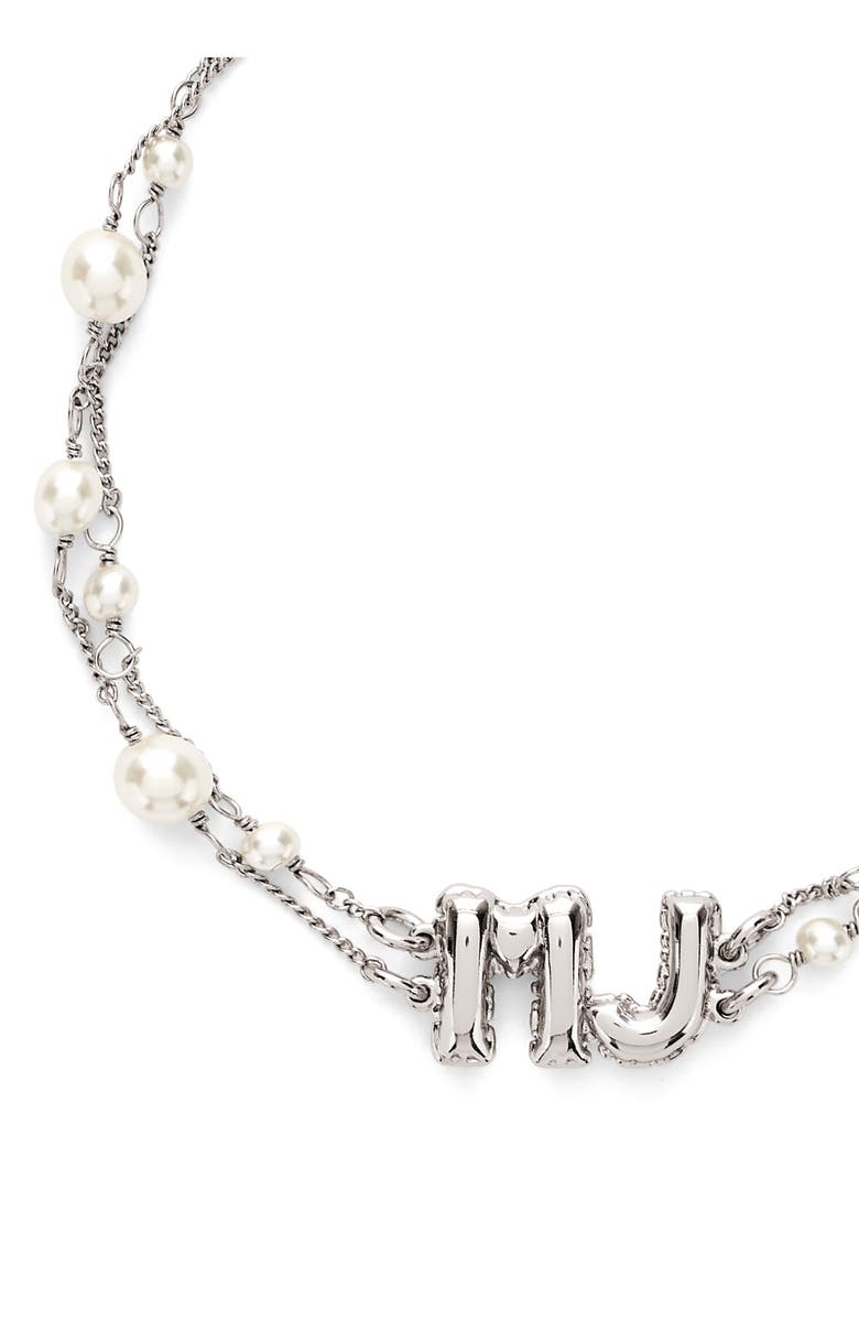 Marc Jacobs MJ Balloon Charm Faux Pearl Bracelet, Alternate, color, Silver