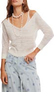 Free People Open Stitch Crop Linen Blend Sweater