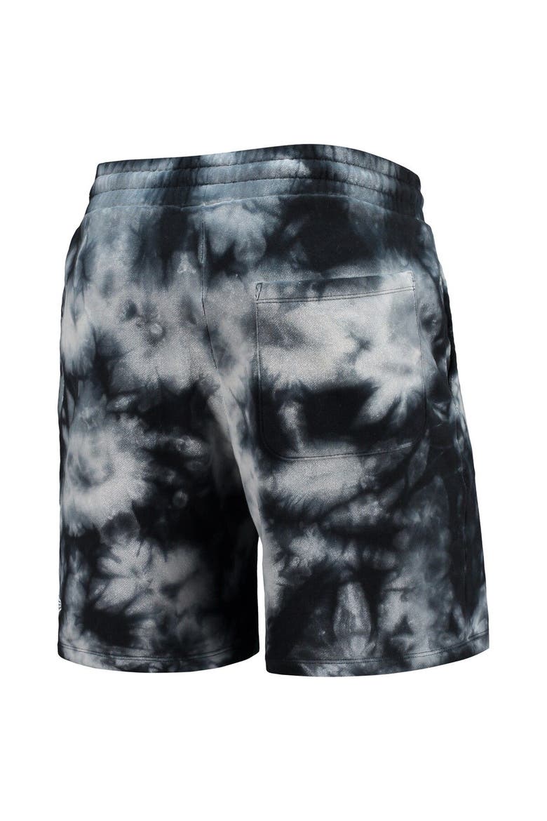 Men's New Era Black Atlanta Hawks Fleece Tie-Dye Shorts, Alternate, color, Black