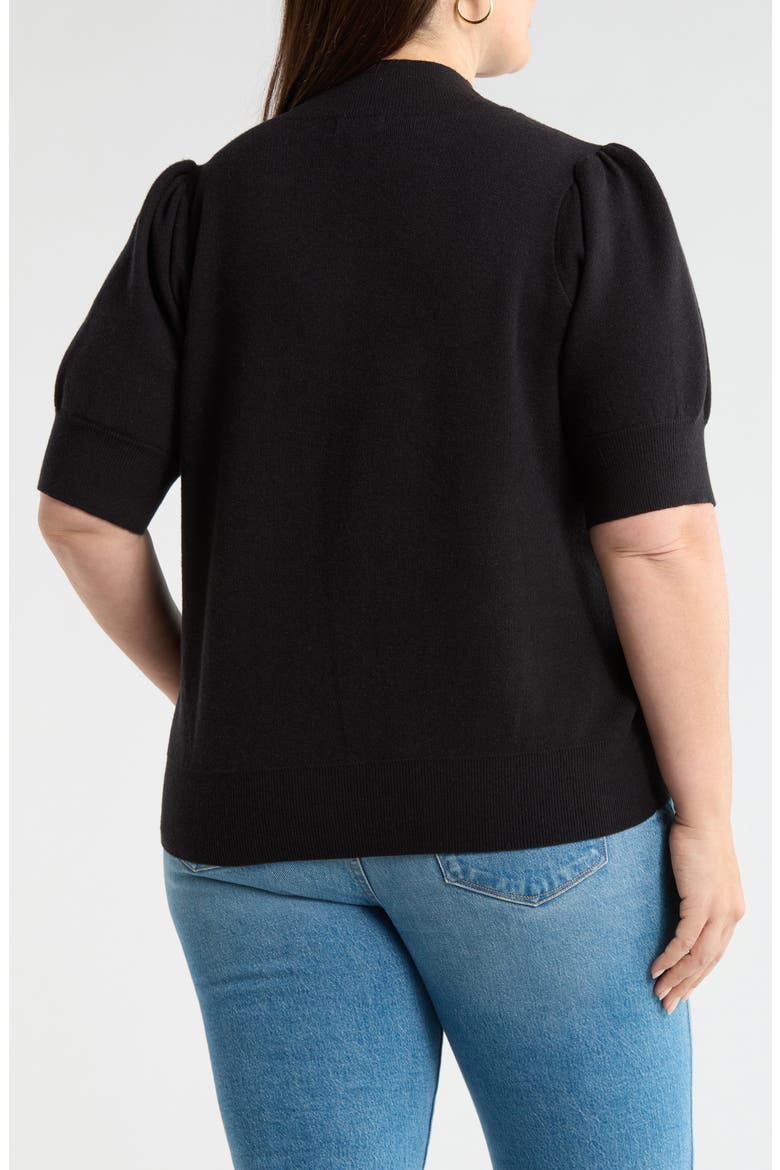 Russel Heart Puff Sleeve Sweater, Alternate, color, BLACK-PINK