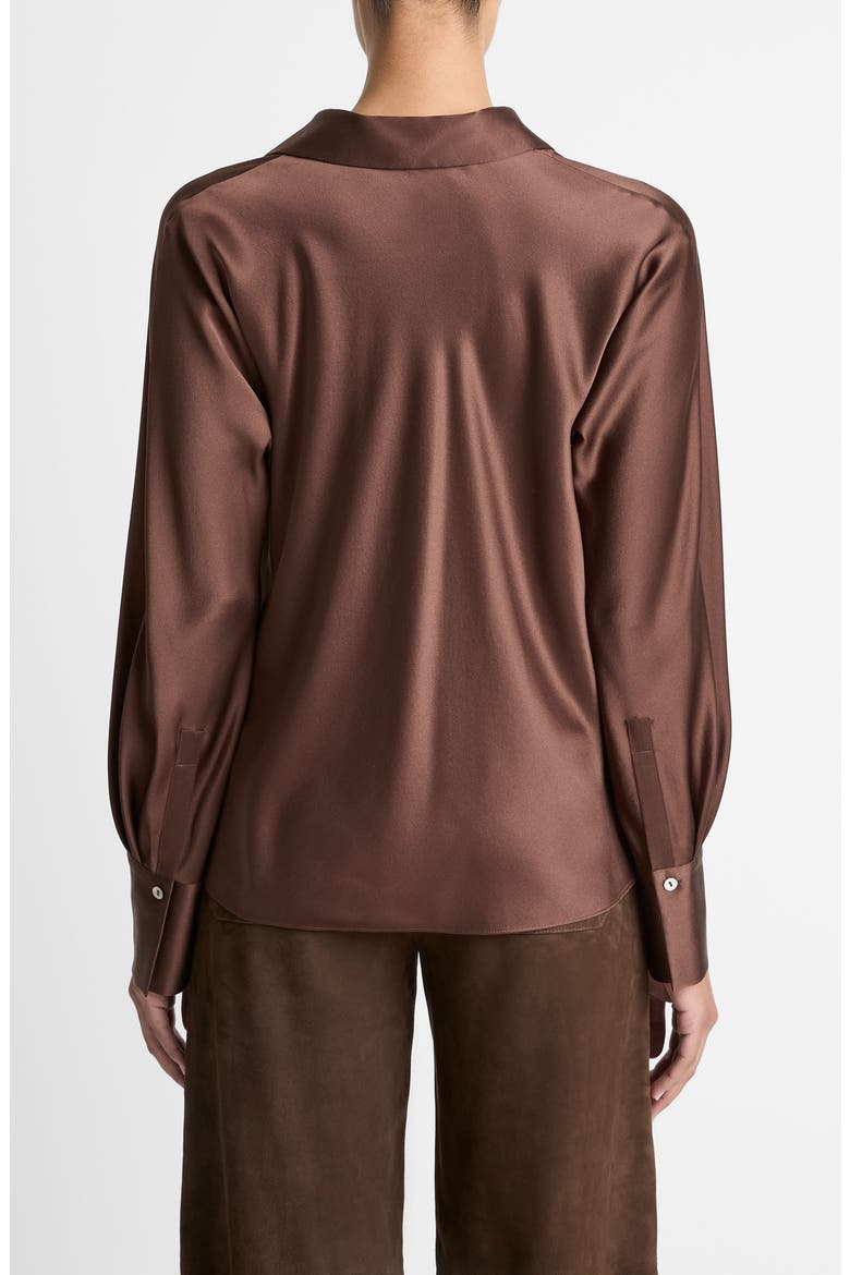 Silk Button-Up Shirt, Alternate, color, ESPRESSO