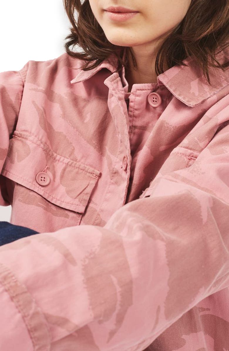 Topshop Camo Army Jacket, Alternate, color,