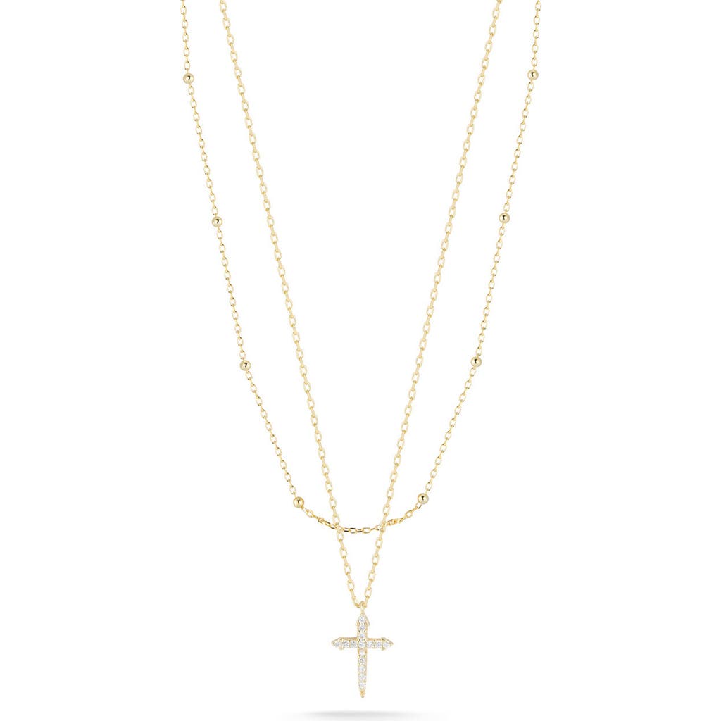 Chloe & Madison Chloe And Madison Pavé Cz Cross Layered Necklace In Gold