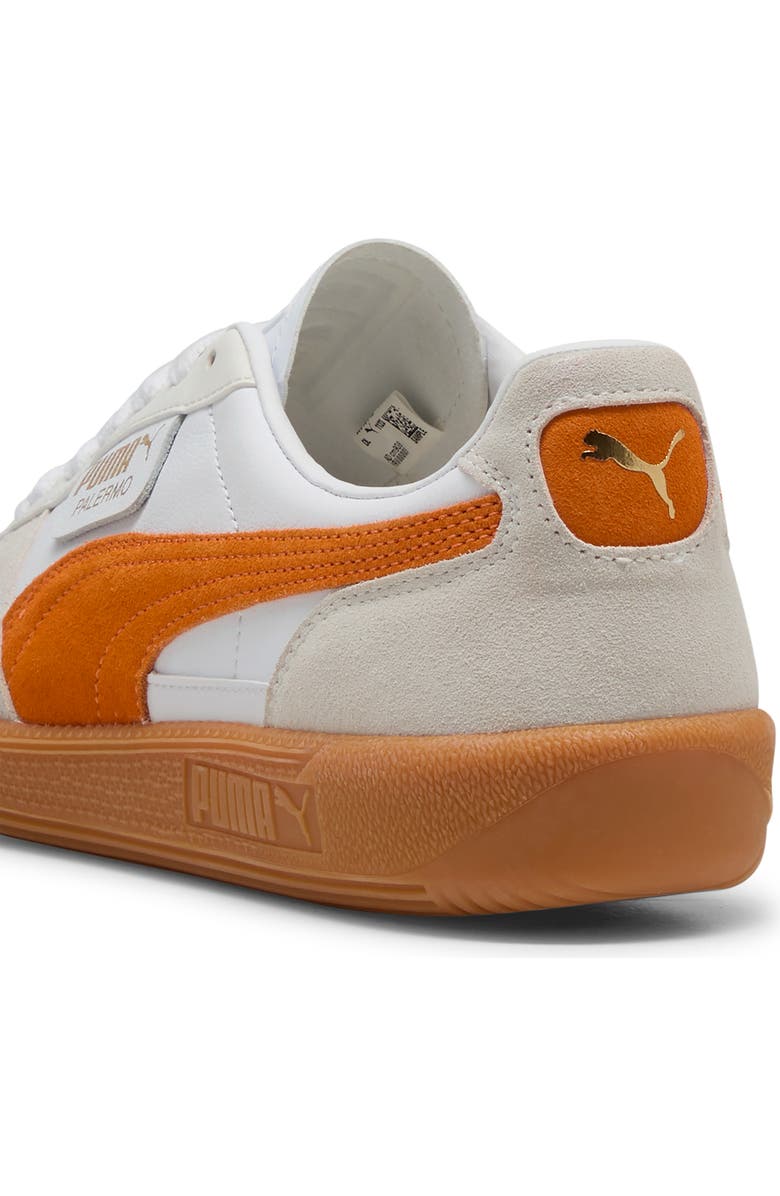 PUMA Palermo Leather Sneaker, Alternate, color, Puma White-Warm White-Orange