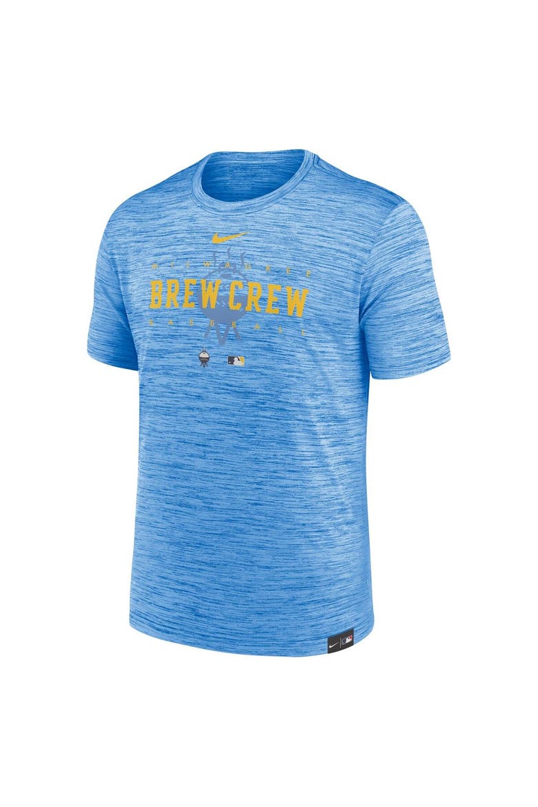 Men's Nike Powder Blue Milwaukee Brewers City Connect Velocity Practice Performance T-Shirt, Alternate, color, Powder Blue