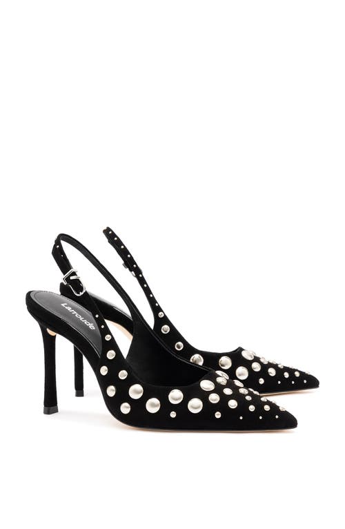 Larroude Kaitlan Studded Suede Slingback Pumps In Black With Studs
