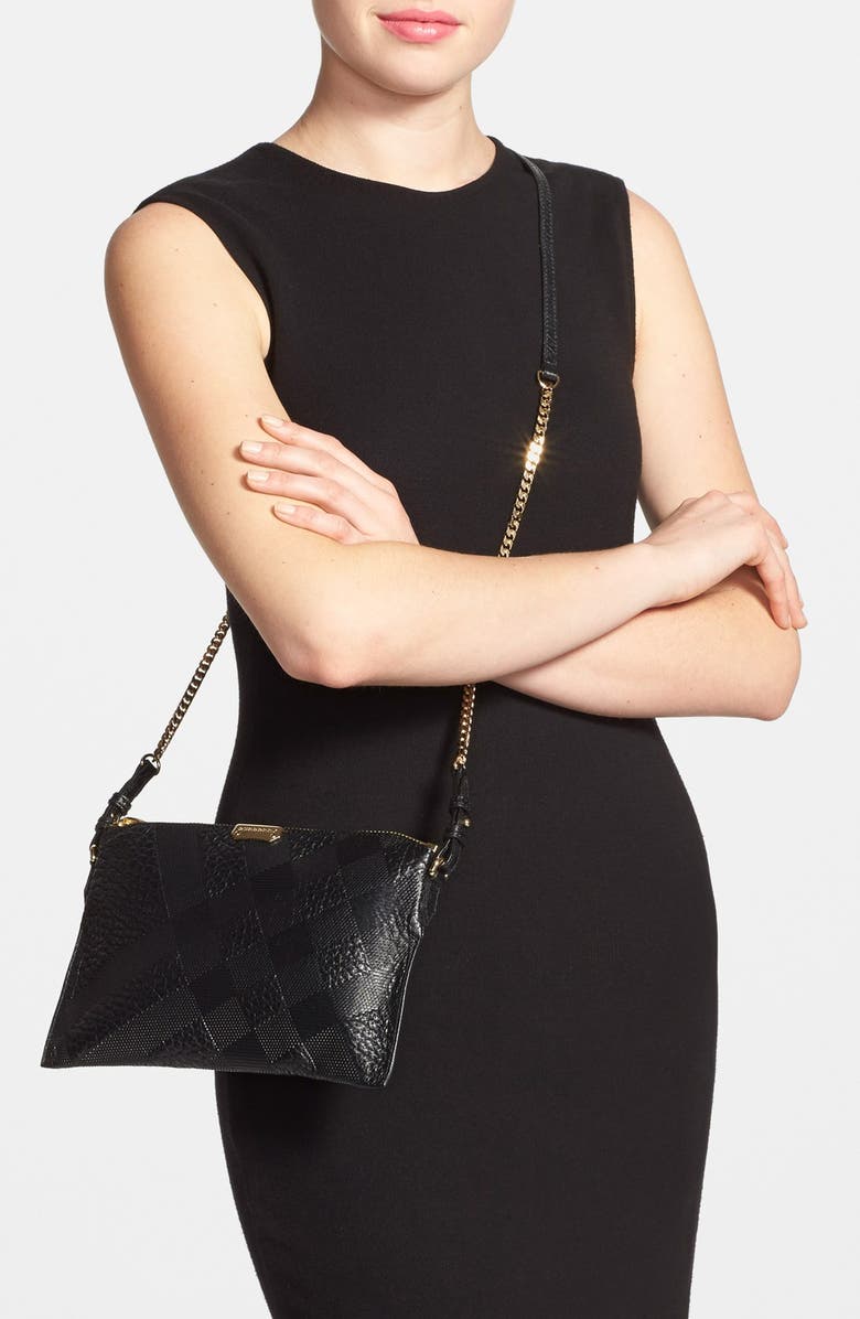 Burberry 'Peyton - Grain Check' Embossed Leather Crossbody Bag, Alternate, color,
