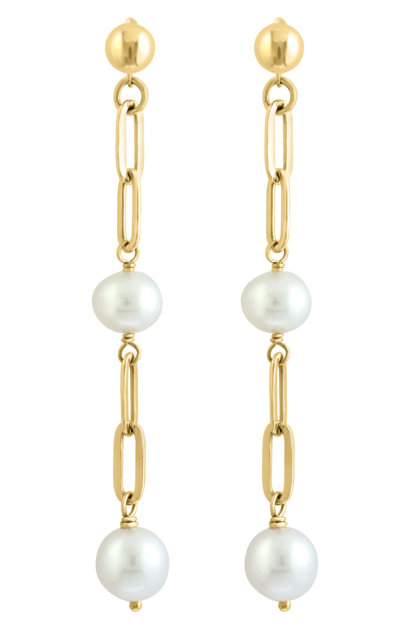 EFFY 14K Gold Freshwater Pearl Link Linear Drop Earrings (Women ...
