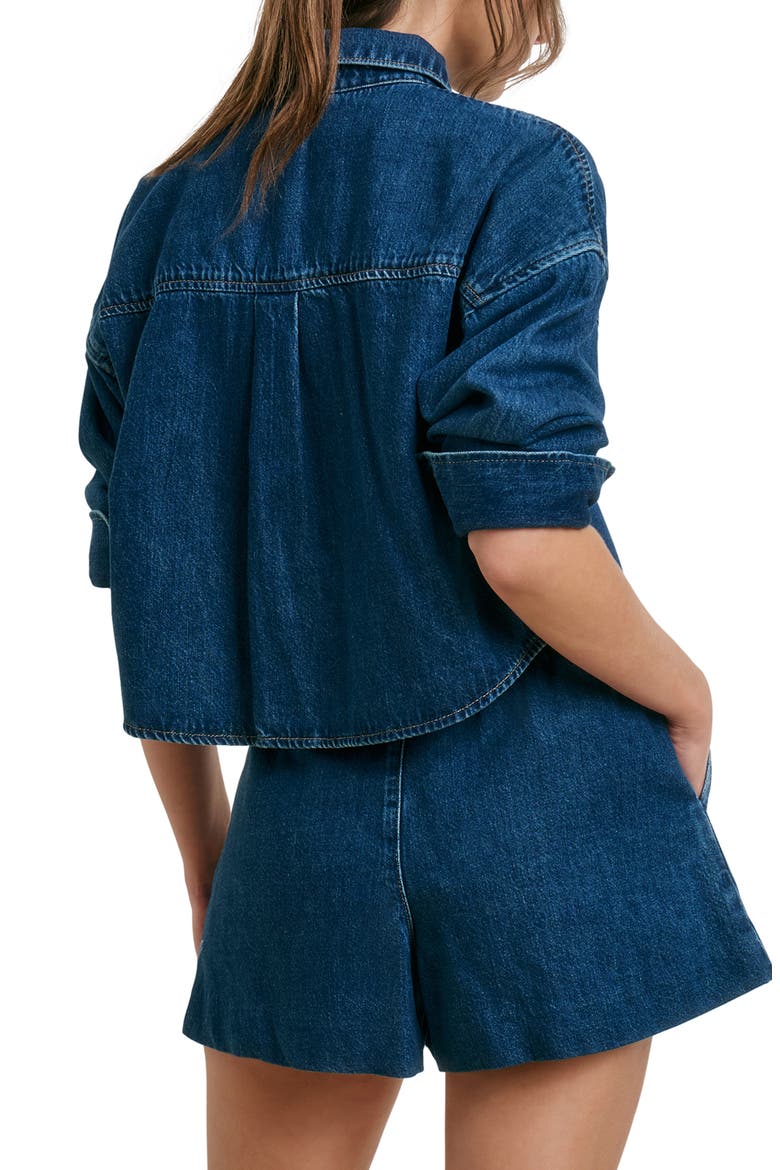 The Crop Ex-Boyfriend Denim Shirt, Alternate, color, DEERFIELD