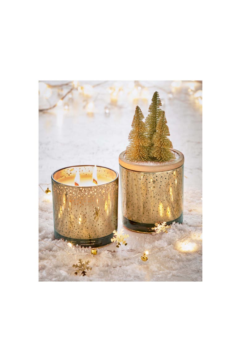 Snowcap Bottle Brush Candle Scented Jar Candle for Christmas, Alternate, color, Gold