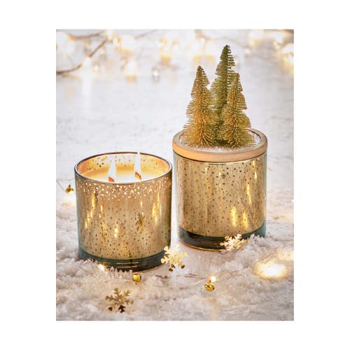 Tag Snowcap Bottle Brush Candle Scented Jar Candle For Christmas In Gold