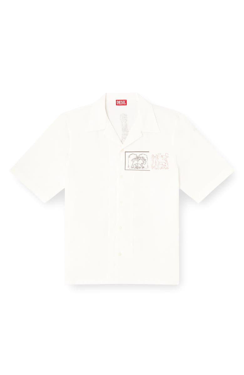 DIESEL<sup>®</sup> S-Brack-A-HGBS Organic Cotton Bowling Shirt, Alternate, color, White