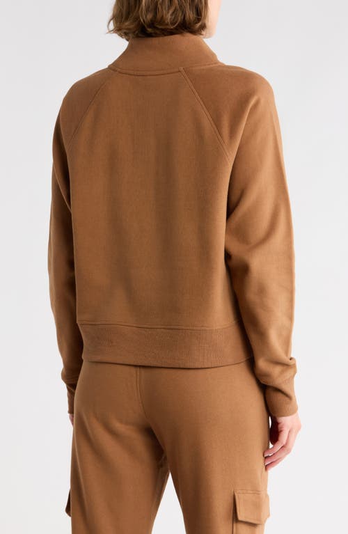 Dkny Mini Stud Logo Half Zip Sweatshirt In Brown