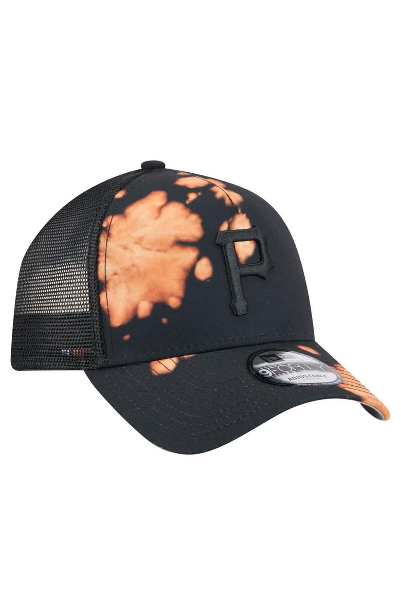 New Era Men's New Era Black Pittsburgh Pirates Bleached A-Frame 9FORTY Adjustable Hat, Alternate, color, Black