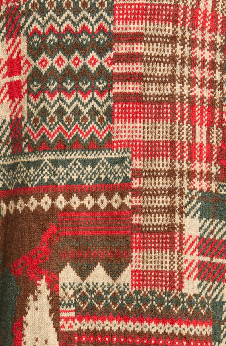 BEAMS Plus Patchwork Jacquard Wool Blend Sweater, Alternate, color,