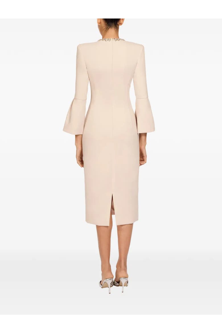Margoni Bell-Sleeve Embellished Midi Dress, Alternate, color, Moonstone