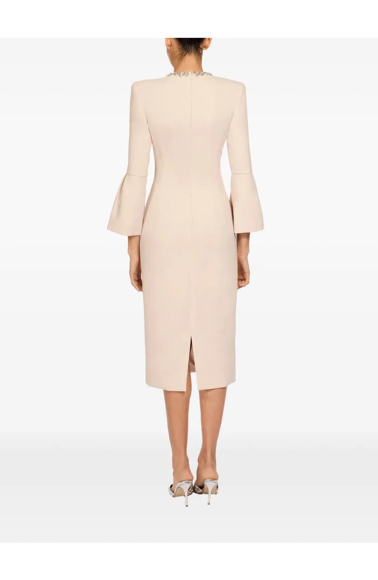 Jenny Packham Margoni Bell-Sleeve Embellished Midi Dress, Alternate, color, Moonstone