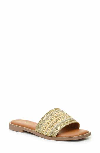 Nicole Miller Rhinestone Woven Slide Sandal
