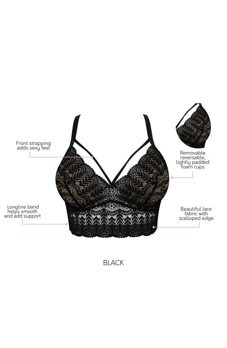 Parfait Mia Wire-Free Padded Lace Bralette, Alternate, color, Black