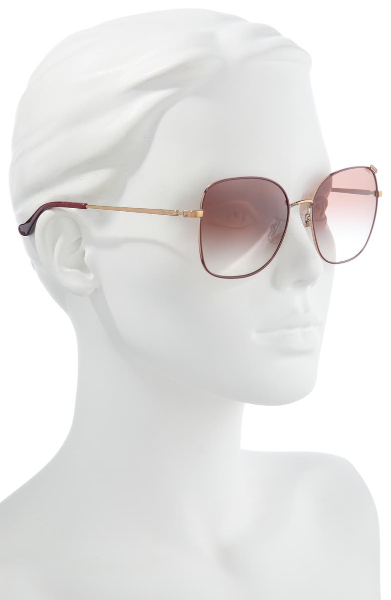 COACH 57mm Gradient Square Sunglasses, Alternate, color, Rose Gold