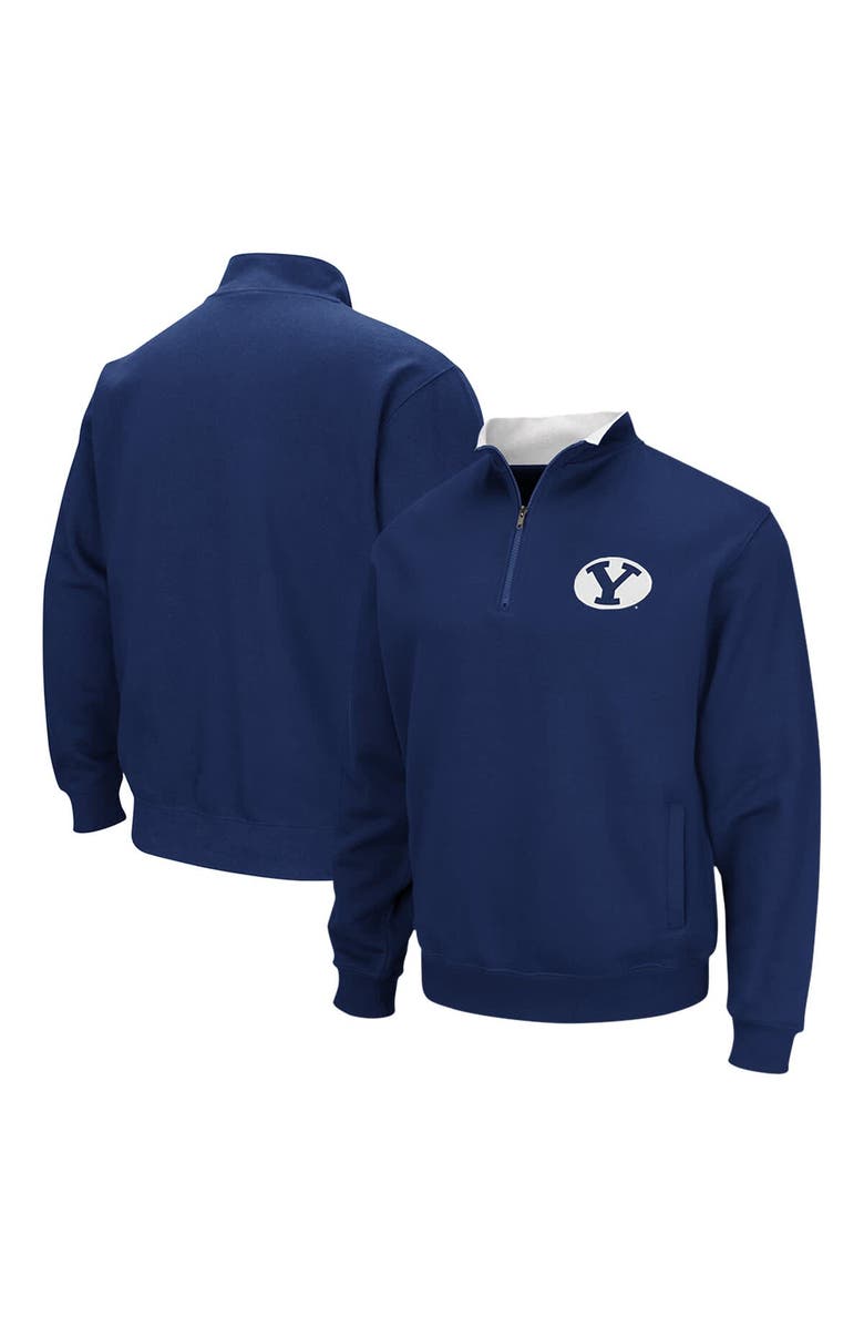 COLOSSEUM Men's Colosseum Navy BYU Cougars Tortugas Quarter-Zip Sweatshirt, Main, color,