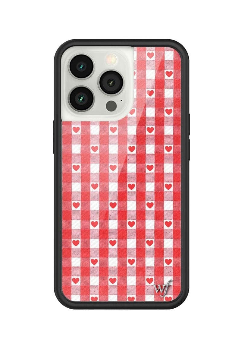 Gingham Hearts | Red iPhone Case, Alternate, color, Red