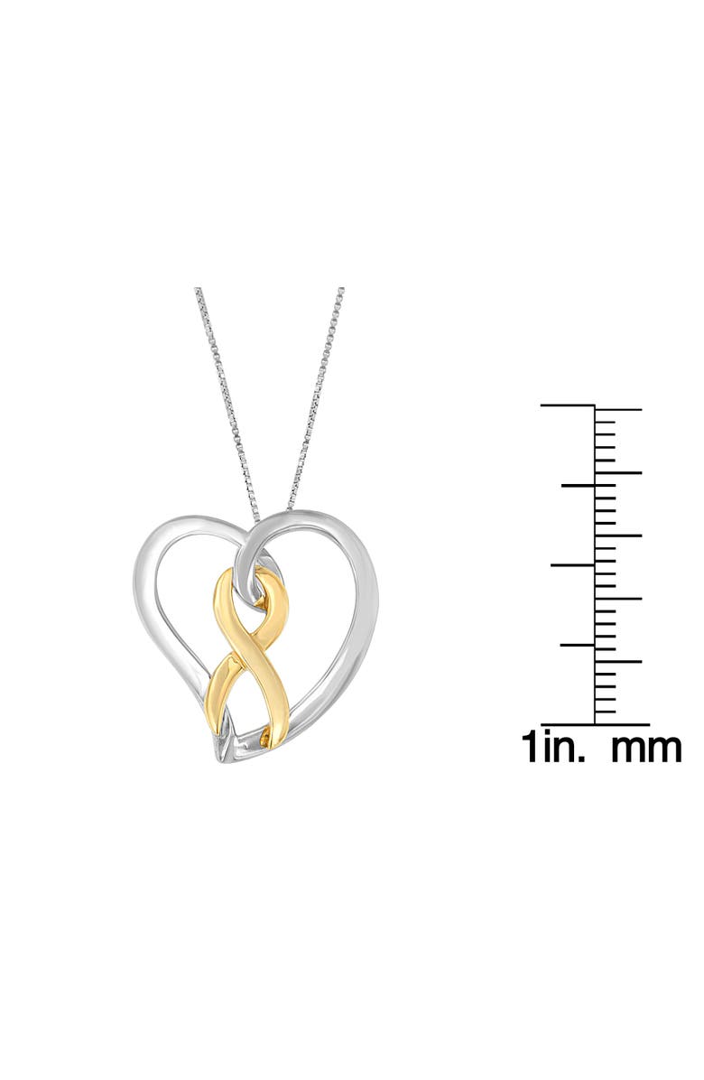 Haus of Brilliance 14K Gold and Silver Heart Bow Pendant Necklace, Alternate, color, Yellow