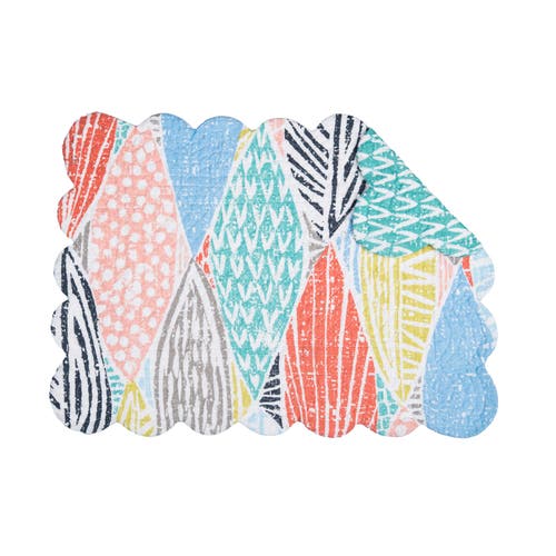 C & F Home C&f Home Surfside Sound Scalloped Placemats Set Of 6 Nautical Design Beach, 13" X 19" In Blue