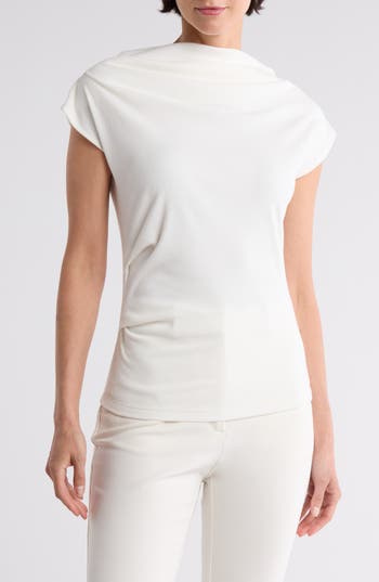 Renee C Cowl Neck Rib Knit Top in Ivory at Nordstrom Rack, Size X-Large