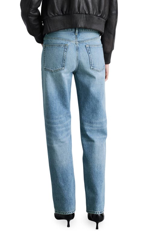 Mango High Waist Straight Leg Jeans In Medium Blue