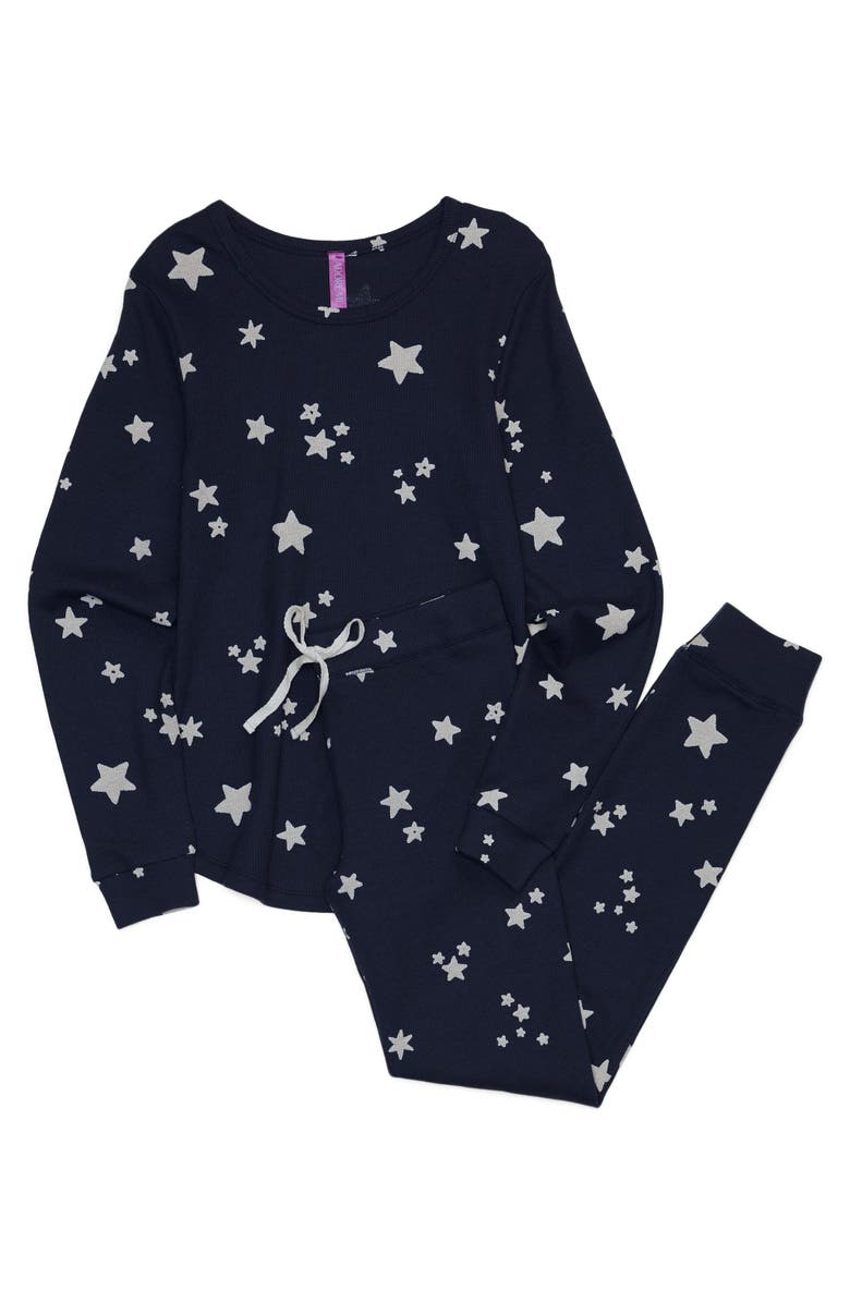 Adore Me Muriel Pajama Long-Sleeve Top & Legging Set, Alternate, color, Novelty Blue