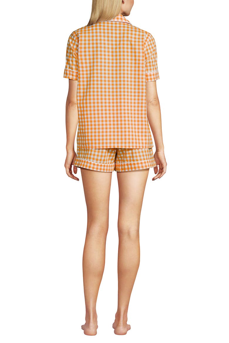 Poplin 2 Piece Pajama Set - Short Sleeve Shirt and Shorts, Alternate, color, Sweet Mango Gingham