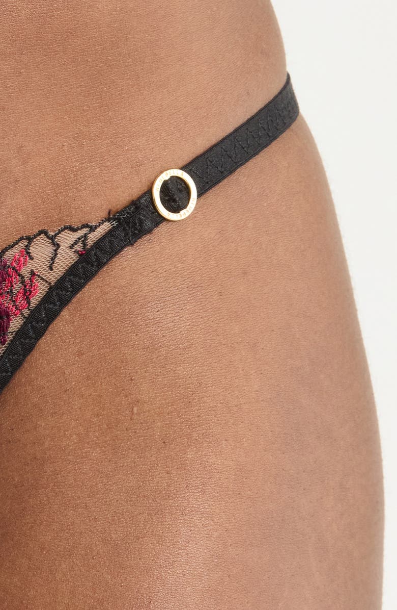 Bluebella Calista Embroidered Mesh Briefs, Alternate, color, Black/ Cherry/ Virt Pink/Sheer
