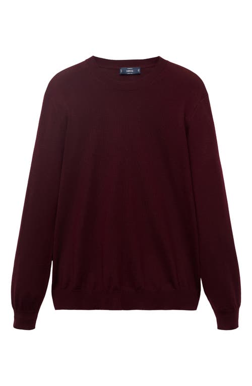Mango Crewneck Wool Sweater In Burgundy