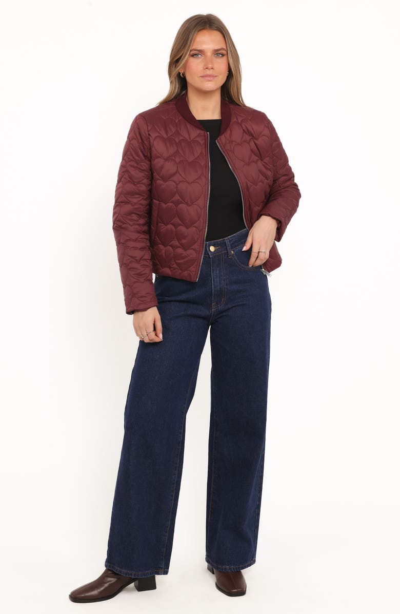 Petal & Pup Genevieve Heart Quilted Bomber Jacket, Alternate, color, Cherry