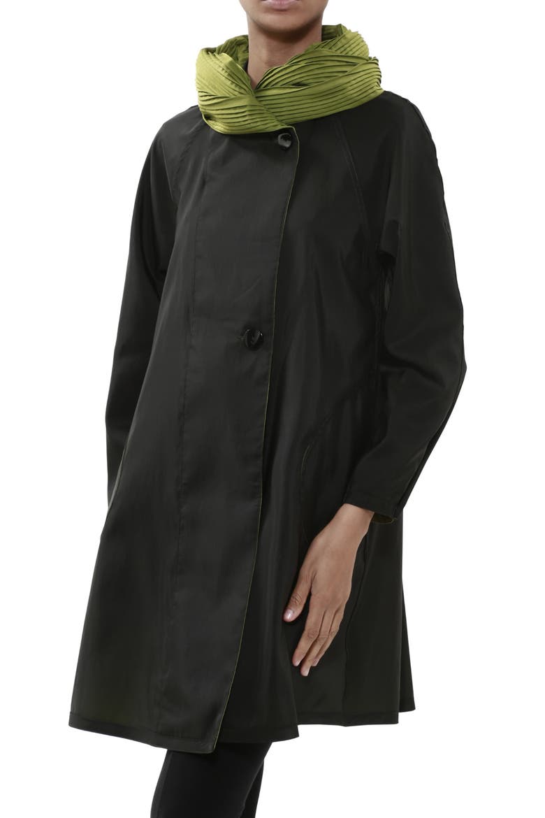 Donatella Reversible Hooded Raincoat, Alternate, color, GRASS / BLACK