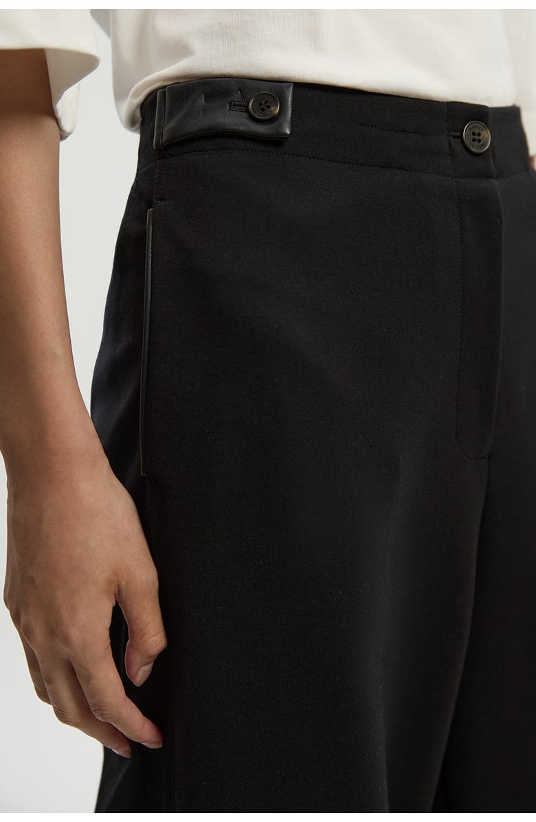 Karen Millen Ponte PU Wide Leg Pants, Alternate, color, Black