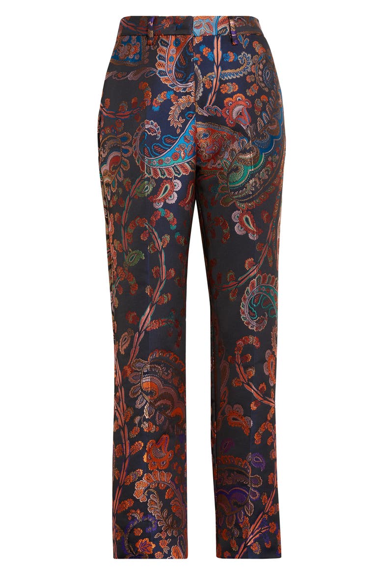 Bristol Paisley Jacquard Ankle Trousers, Alternate, color, MULTICOLOUR ON BLUE BASE