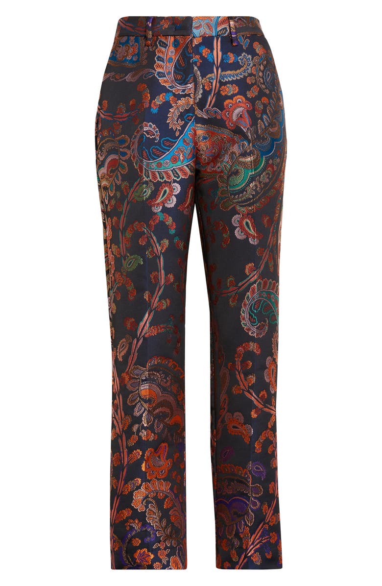 Etro Bristol Paisley Jacquard Ankle Trousers, Alternate, color, Multicolour On Blue Base