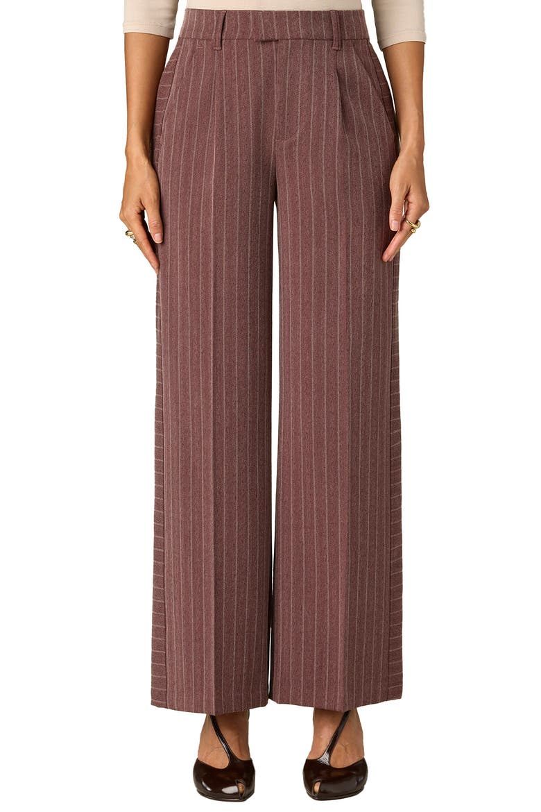 Skyrise Pleated Wide Leg Pants, Main, color, ROSE TAUPE WHITE