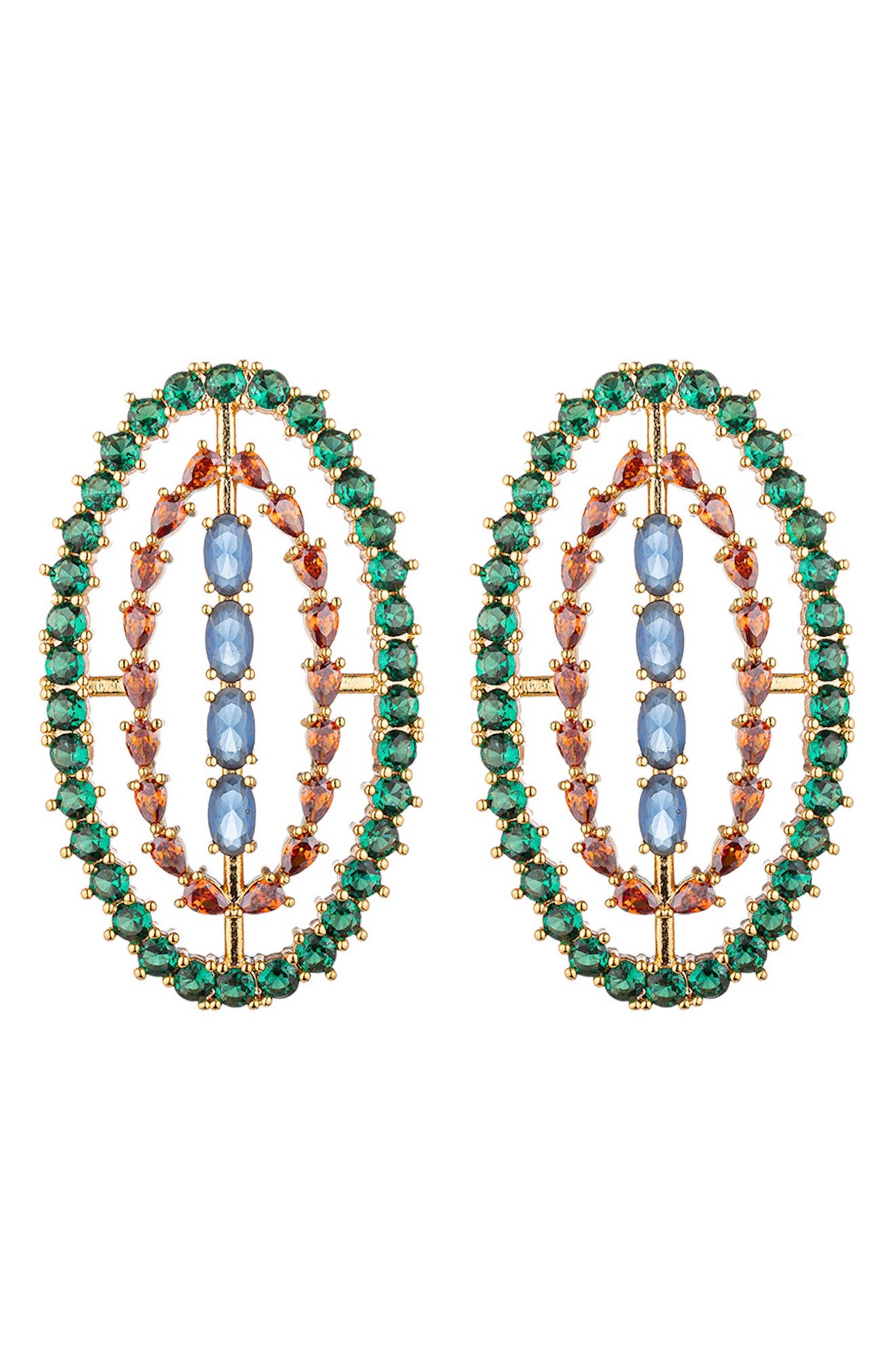 EYE CANDY LOS ANGELES Bianca Cubic Zirconia Oval Drop Earrings