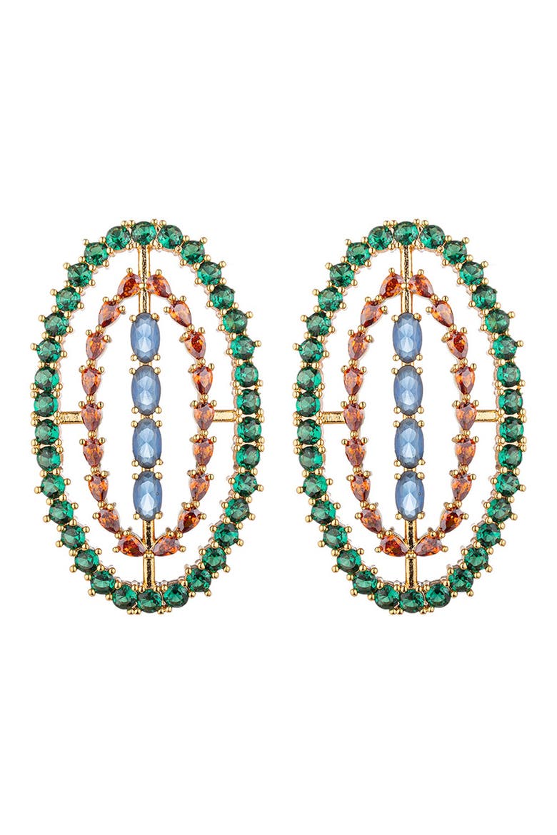 Bianca Cubic Zirconia Oval Drop Earrings, Main, color, GOLD