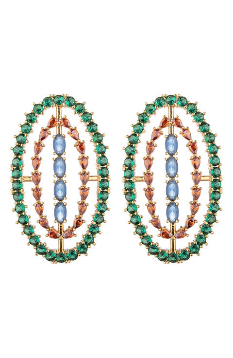 Bianca Cubic Zirconia Oval Drop Earrings