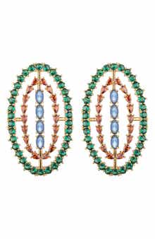 EYE CANDY LOS ANGELES Bianca Cubic Zirconia Oval Drop Earrings