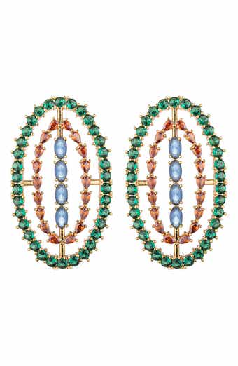EYE CANDY LOS ANGELES Bianca Cubic Zirconia Oval Drop Earrings