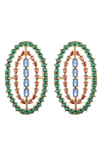 Eye Candy Los Angeles Bianca Cubic Zirconia Oval Drop Earrings In Multi