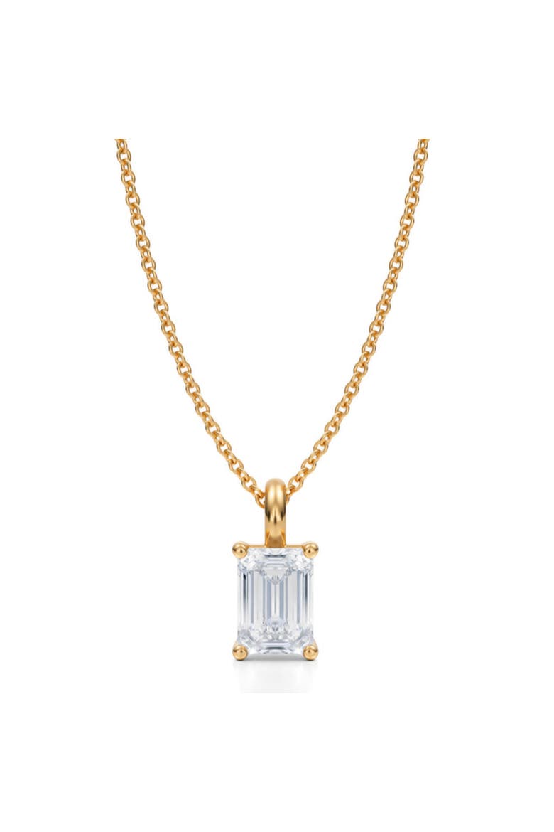 Emerald Solitaire Lab Diamond Pendant Necklace 14K 1.50ct, Main, color, Yellow Gold