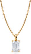 ALLUREZ Emerald Solitaire Lab Diamond Pendant Necklace 14K 1.50ct