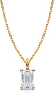 ALLUREZ Emerald Solitaire Lab Diamond Pendant Necklace 14K 1.50ct