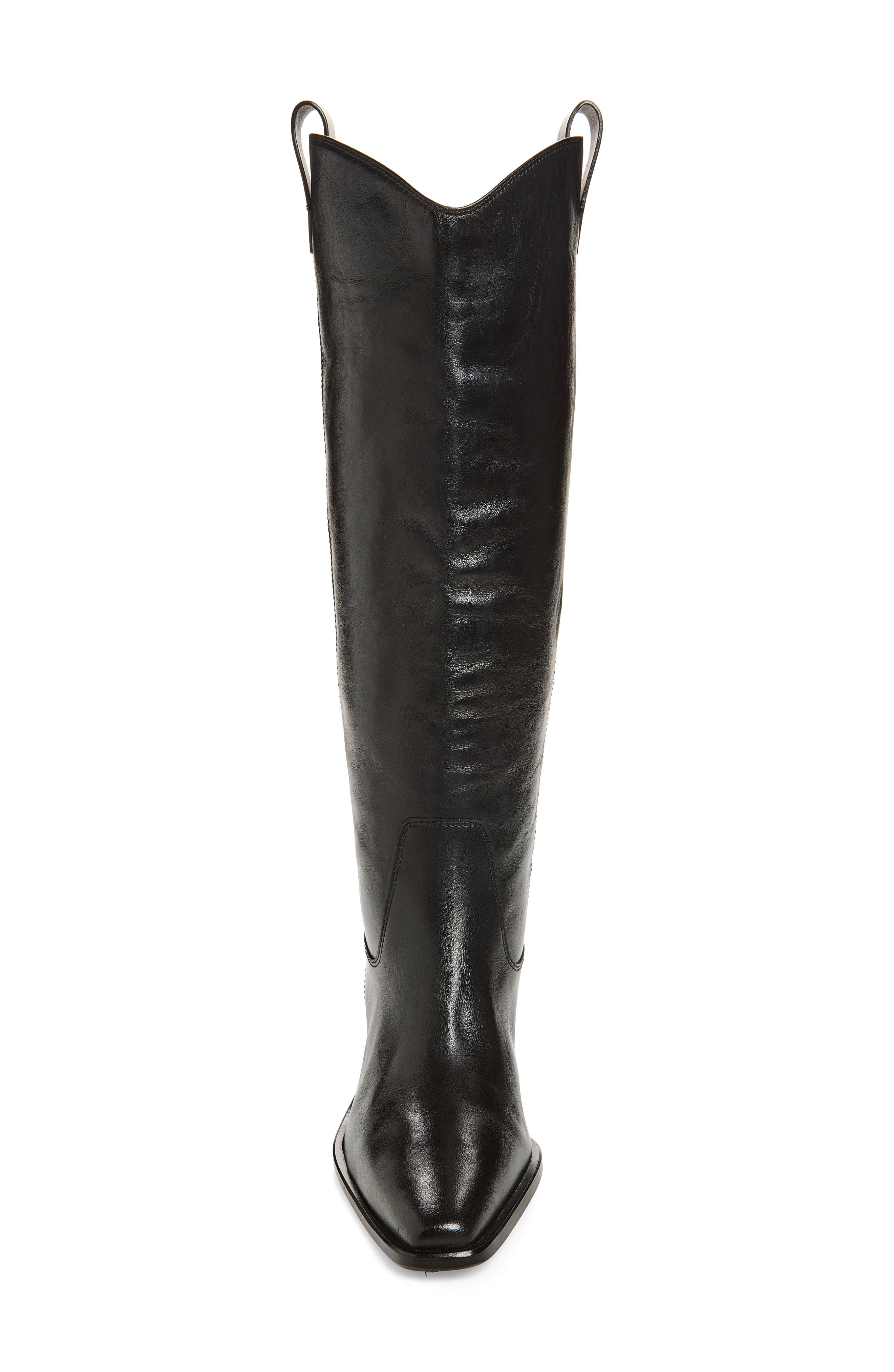 Naomi Western Leather Boot, Alternate, color, BLACK